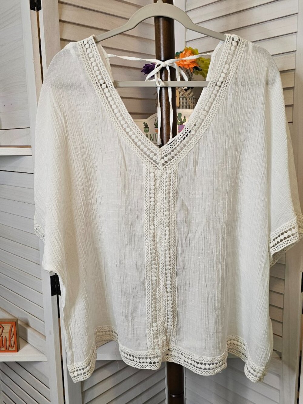 Devoted Luxury Apparel, Plus Size (2X), Sheer White Blouse, NWOT